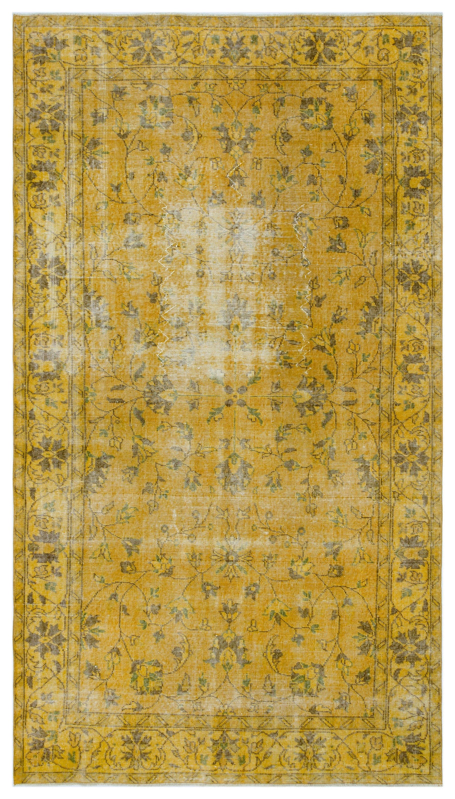 Tirena Sarı ve Gri Çiçek Desenli El Dokuma Halı 156x276 cm