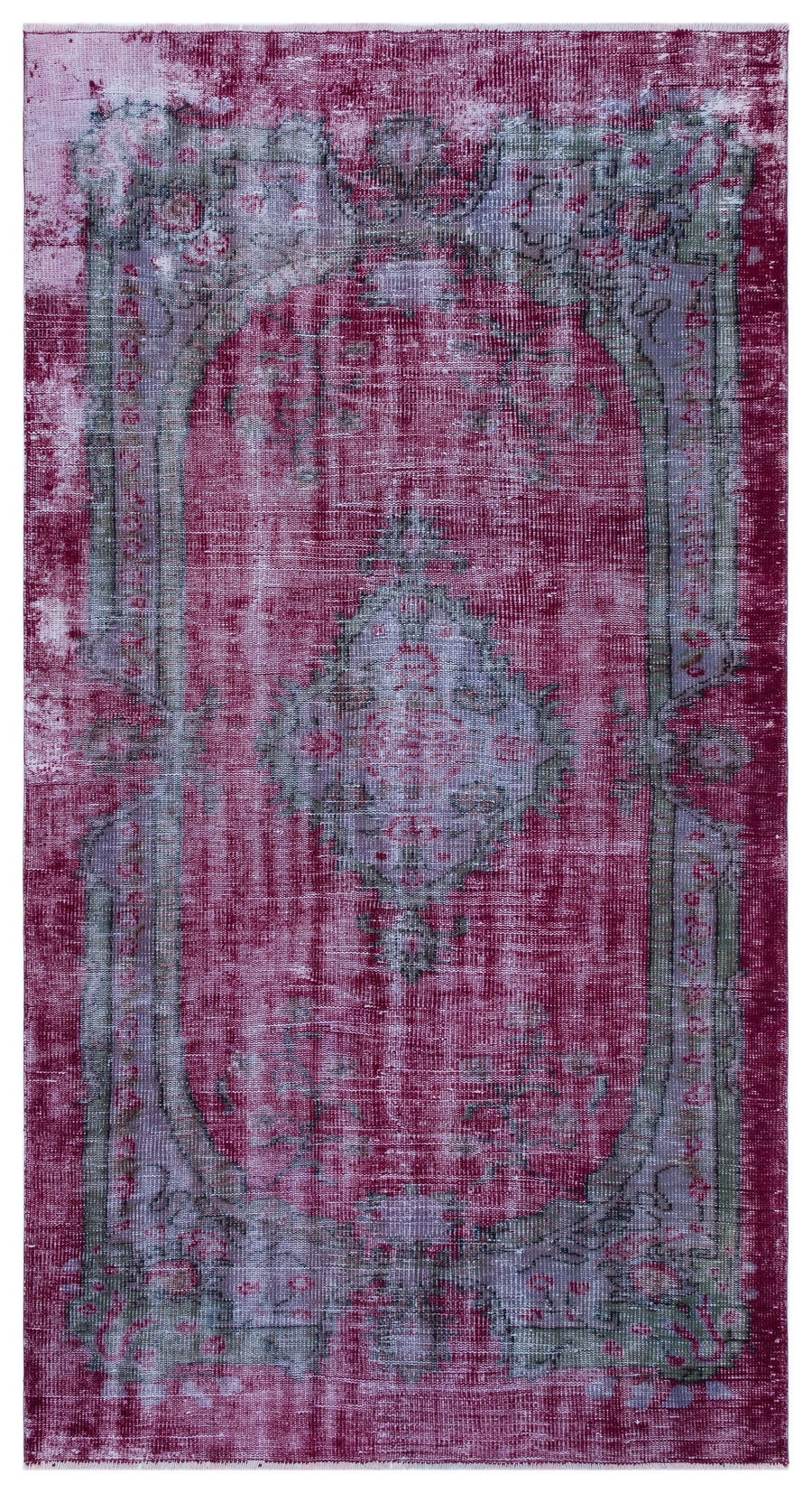 Tirena Bordo ve Gri Madalyon Desenli El Dokuma Halı 149x270 cm