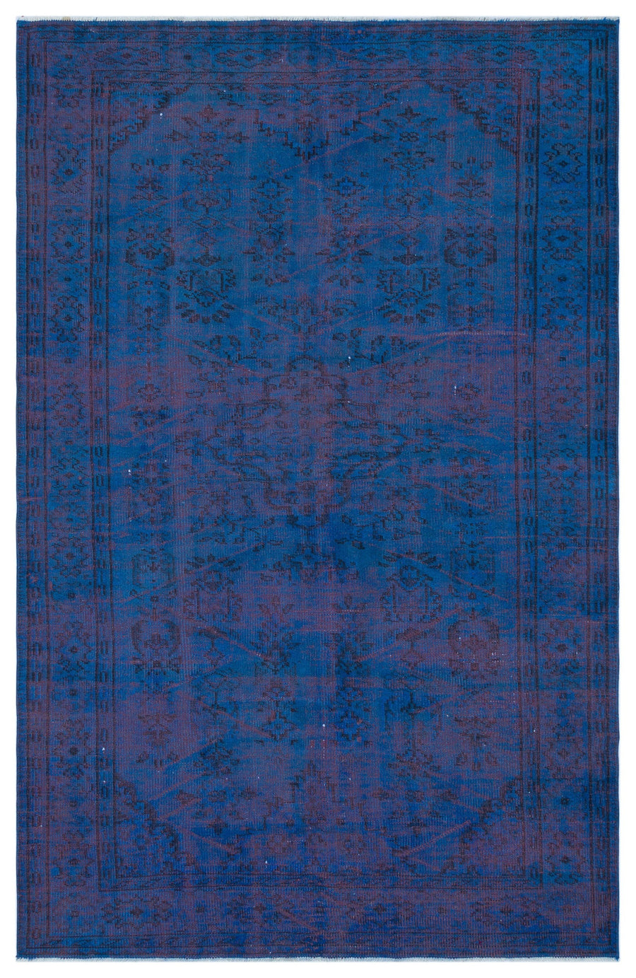 Tirena Mavi ve Lacivert Çiçek Desenli El Dokuma Halı 167x262 cm