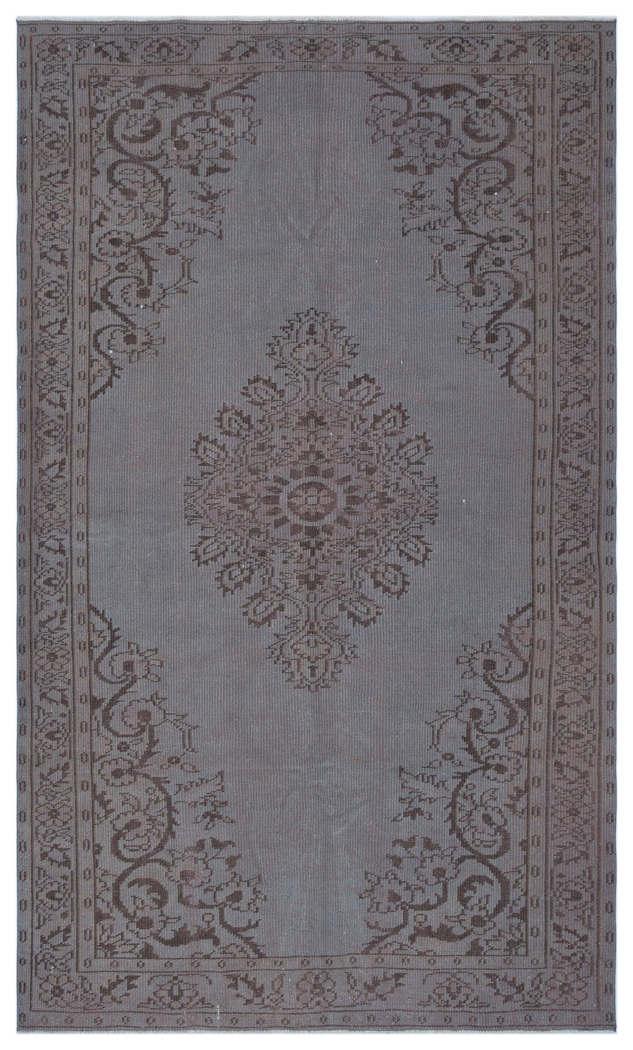 Tirena Gri ve Kahverengi Madalyon Desenli El Dokuma Halı 166x278 cm