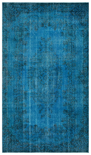 Tirena Turkuaz ve Mavi Soyut Desenli El Dokuma Halı 160x281 cm