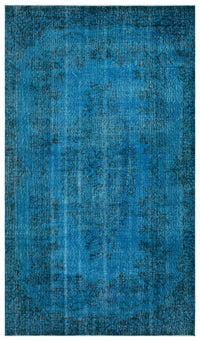 Tirena Turkuaz ve Mavi Soyut Desenli El Dokuma Halı 160x281 cm
