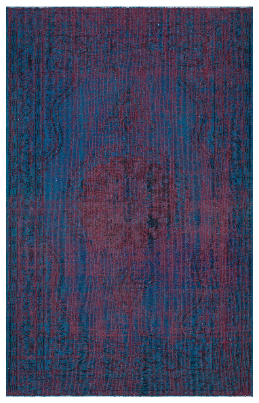 Tirena Lacivert ve Bordo Madalyon Desenli El Dokuma Halı 168x263 cm