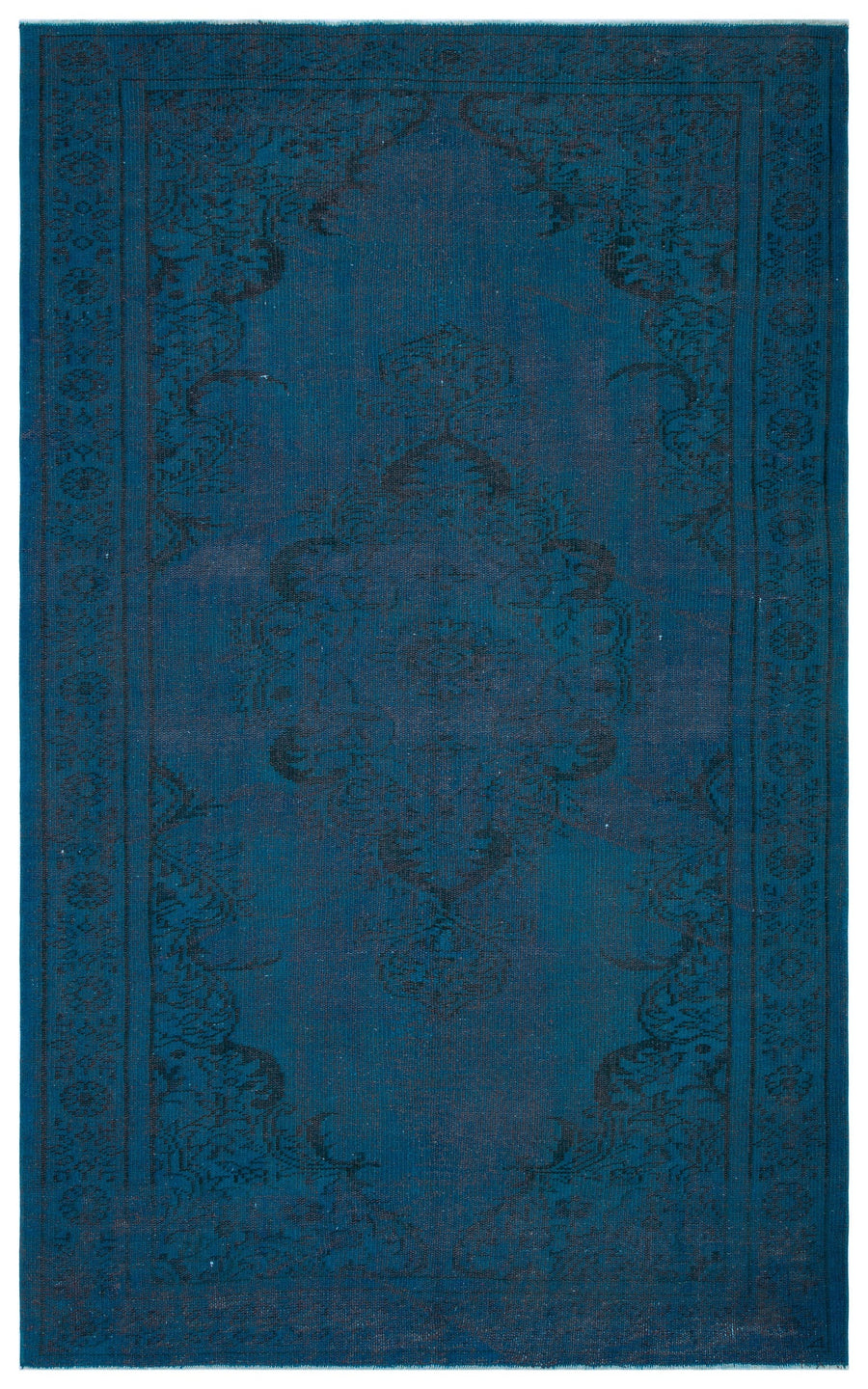 Tirena Turkuaz ve Lacivert Madalyon Desenli El Dokuma Halı 172x278 cm