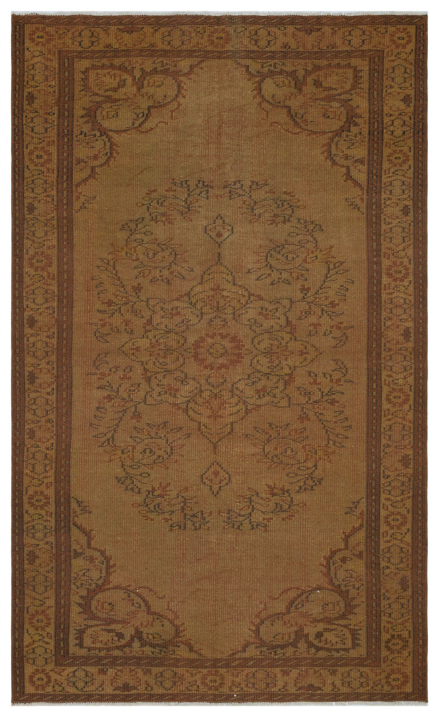 Tirena Kahverengi ve Bej Madalyon Desenli El Dokuma Halı 151x251 cm
