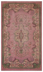 Tirena Pembe ve Yeşil Çiçek Desenli El Dokuma Halı 162x274 cm