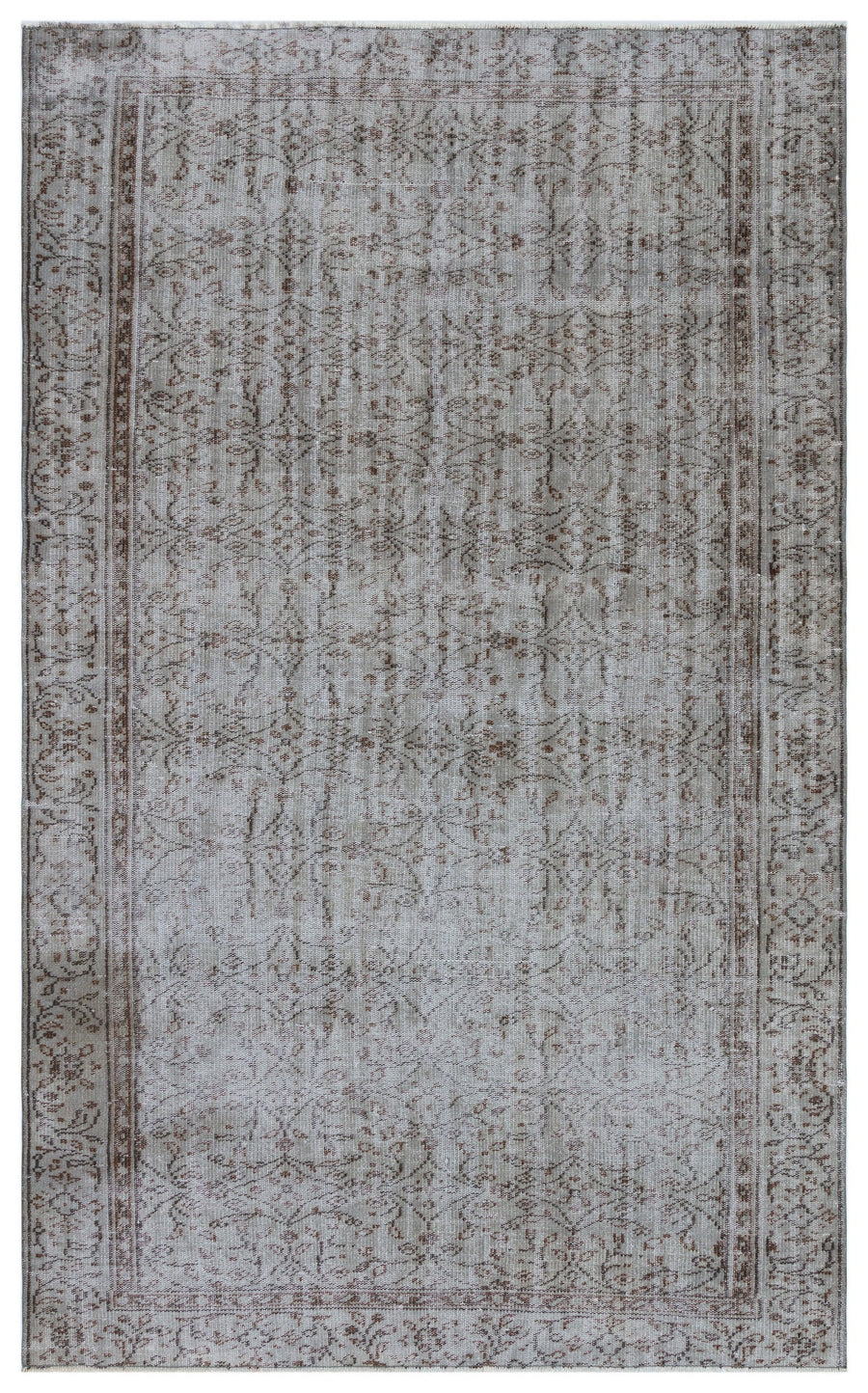 Tirena Gri ve Kahverengi Çiçek Desenli El Dokuma Halı 157x257 cm