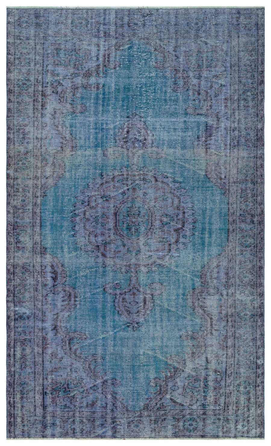 Tirena Turkuaz ve Mor Madalyon Desenli El Dokuma Halı 165x274 cm