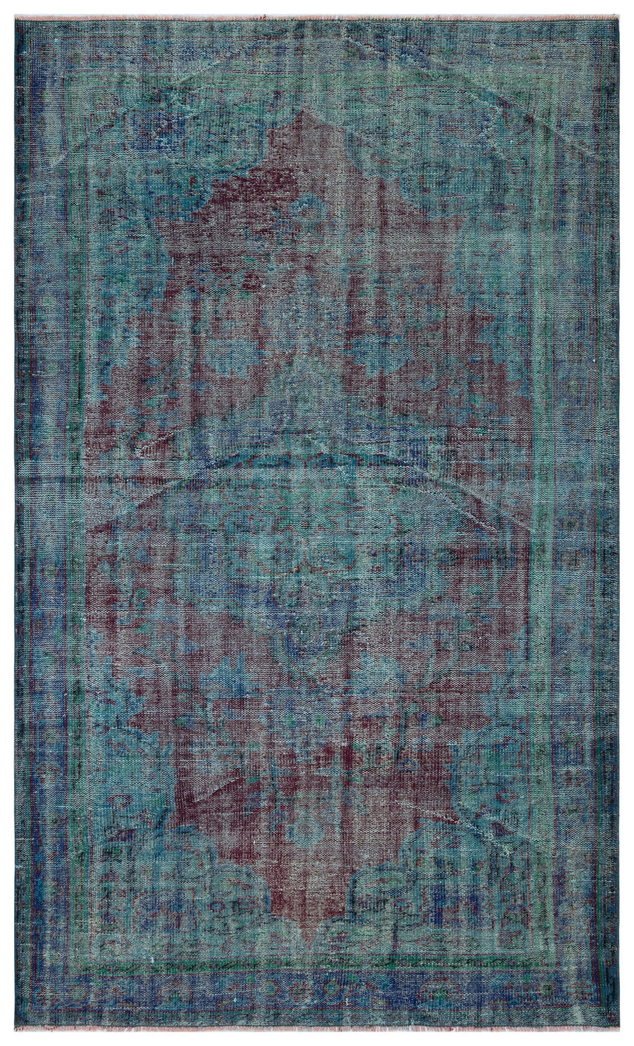 Tirena Turkuaz ve Bordo Soyut Desenli El Dokuma Halı 171x280 cm