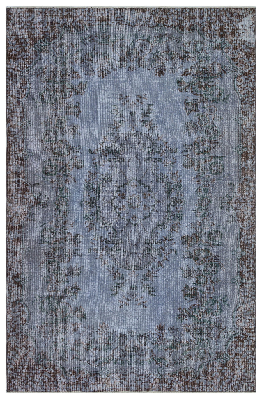 Tirena Gri ve Mavi Madalyon Desenli El Dokuma Halı 178x273 cm