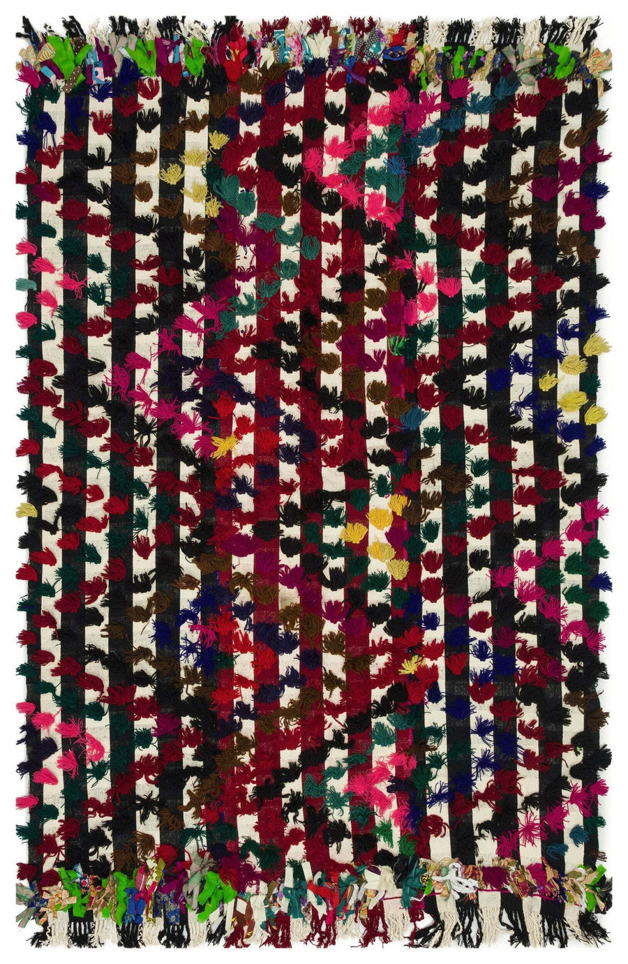 Varevi Çok Renkli ve Beyaz Geometrik Desenli El Dokuma Kilim 170x260 cm