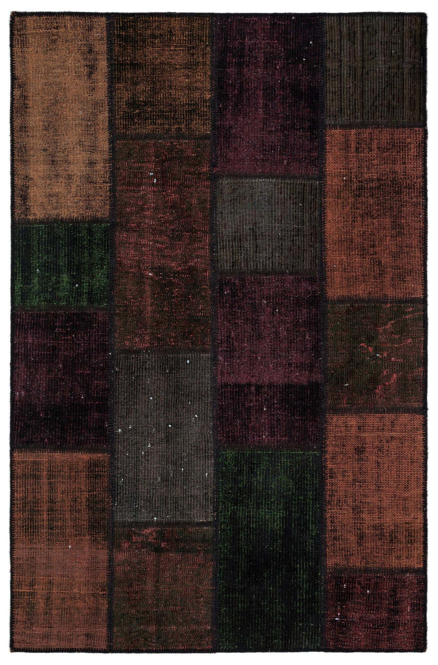 Kilva Siyah Patchwork Desenli El Dokuma Halı 122x187 cm