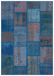 Kilva Mavi ve Turuncu Patchwork Desenli El Dokuma Halı 162x231 cm