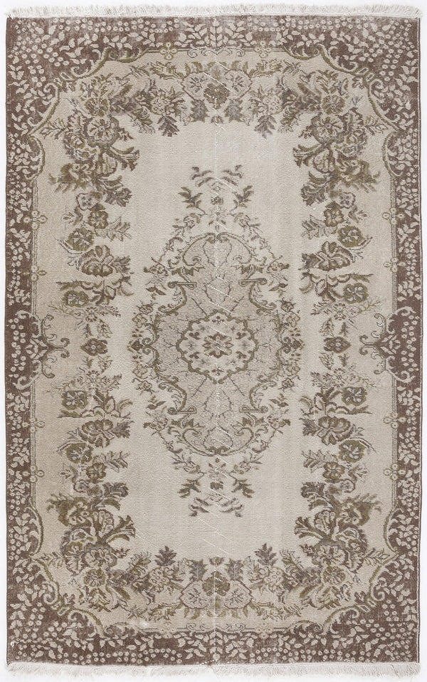 Tirena Bej ve Kahverengi Çiçek Desenli El Dokuma Halı 178x276 cm
