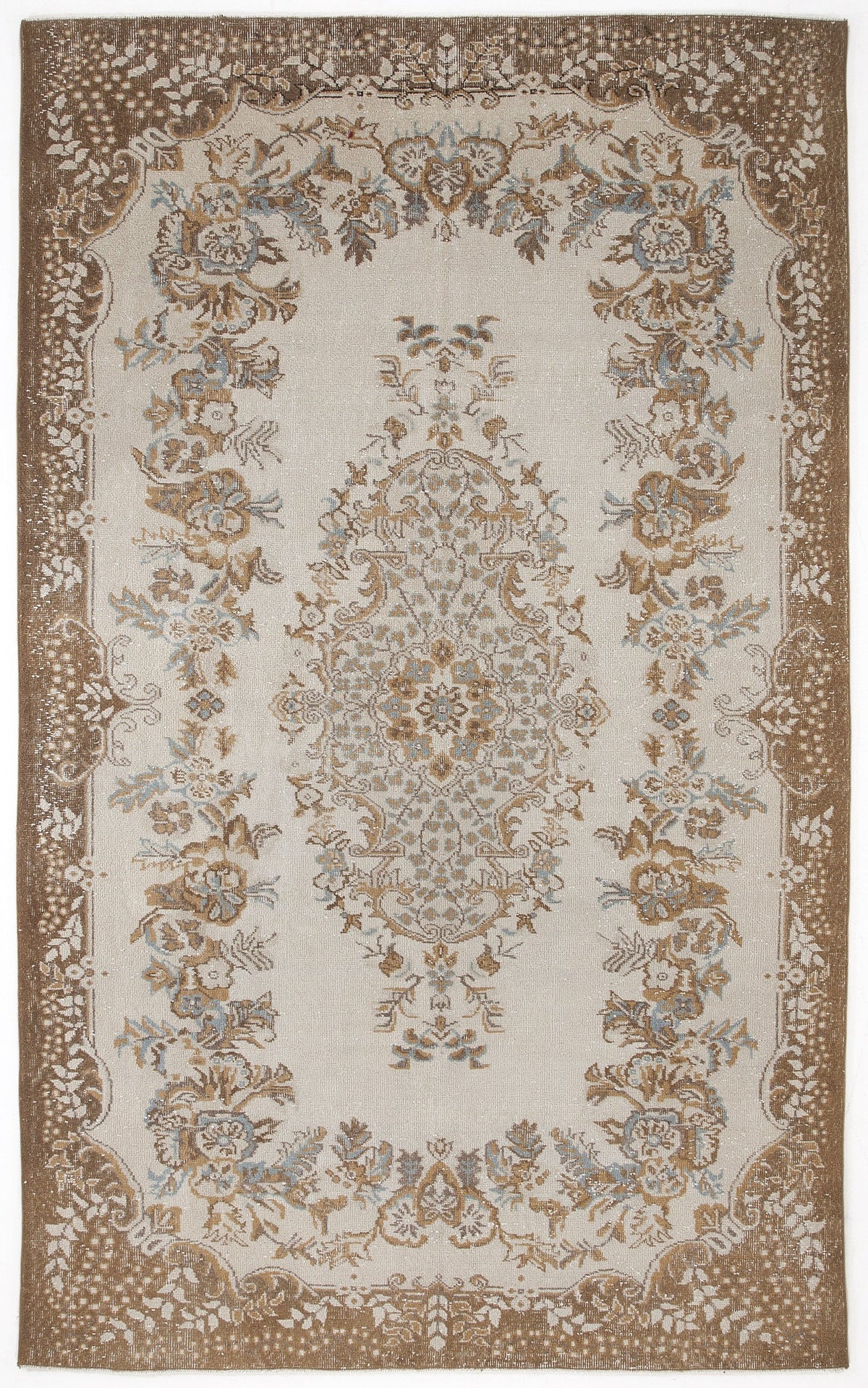 Tirena Bej ve Krem Madalyon Desenli El Dokuma Halı 186x310 cm