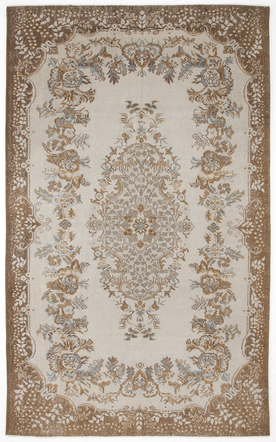 Tirena Bej ve Krem Madalyon Desenli El Dokuma Halı 186x310 cm