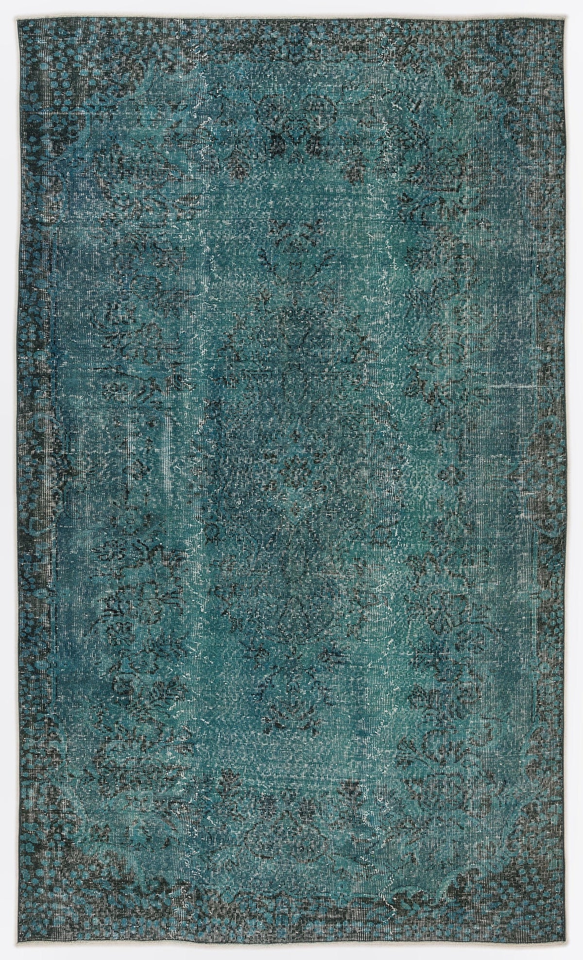 Tirena Turkuaz ve Antrasit Çiçek Desenli El Dokuma Halı 164x282 cm