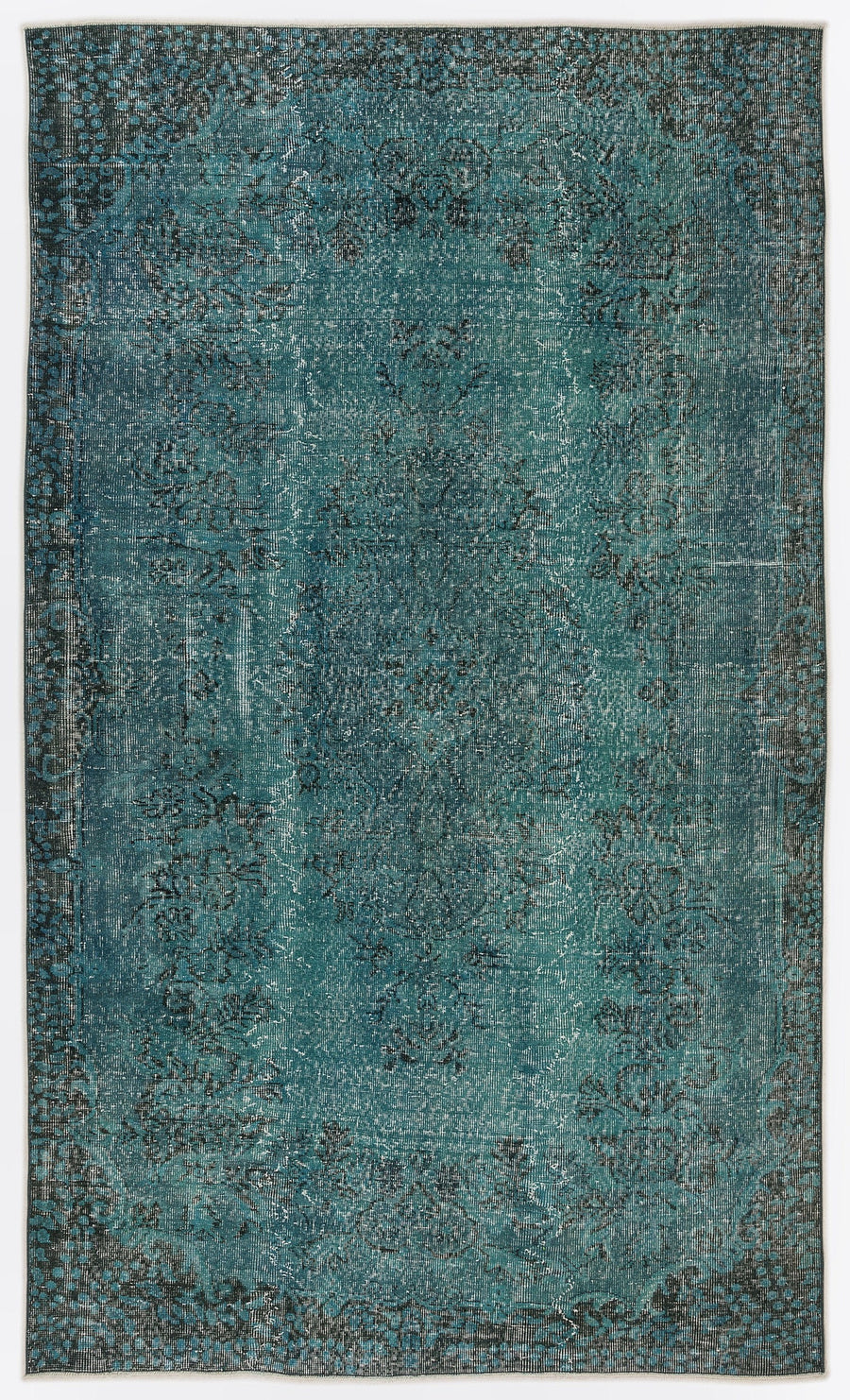 Tirena Turkuaz ve Antrasit Çiçek Desenli El Dokuma Halı 164x282 cm