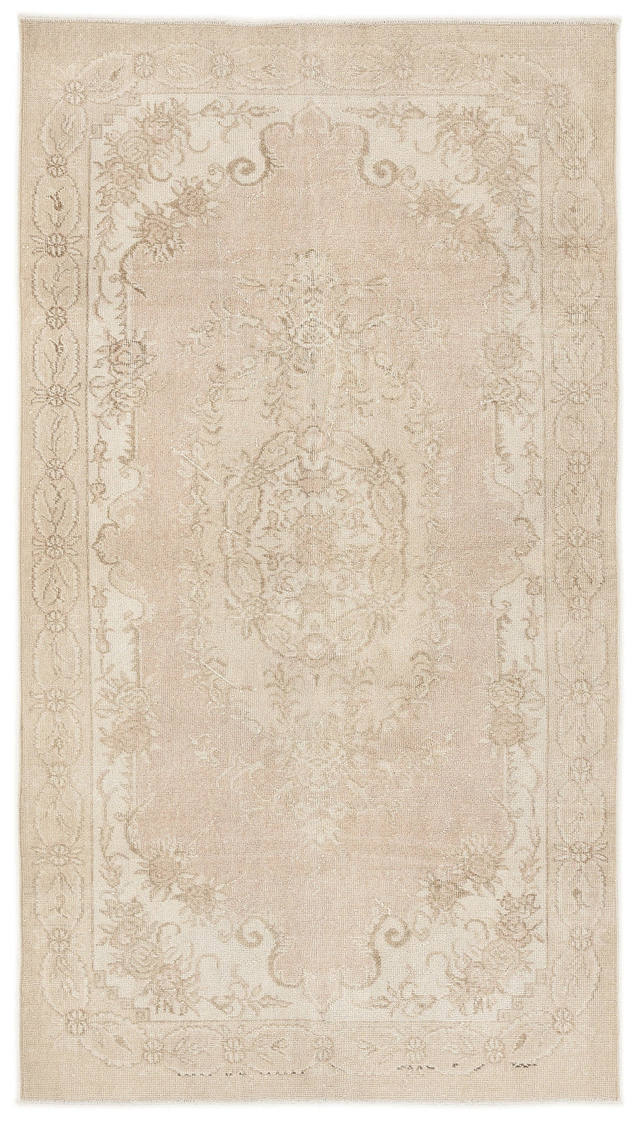 Tirena Bej ve Krem Çiçek Desenli El Dokuma Halı 142x252 cm