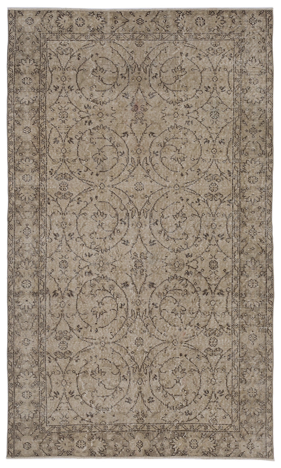 Tirena Bej ve Kahverengi Madalyon Desenli El Dokuma Halı 142x244 cm