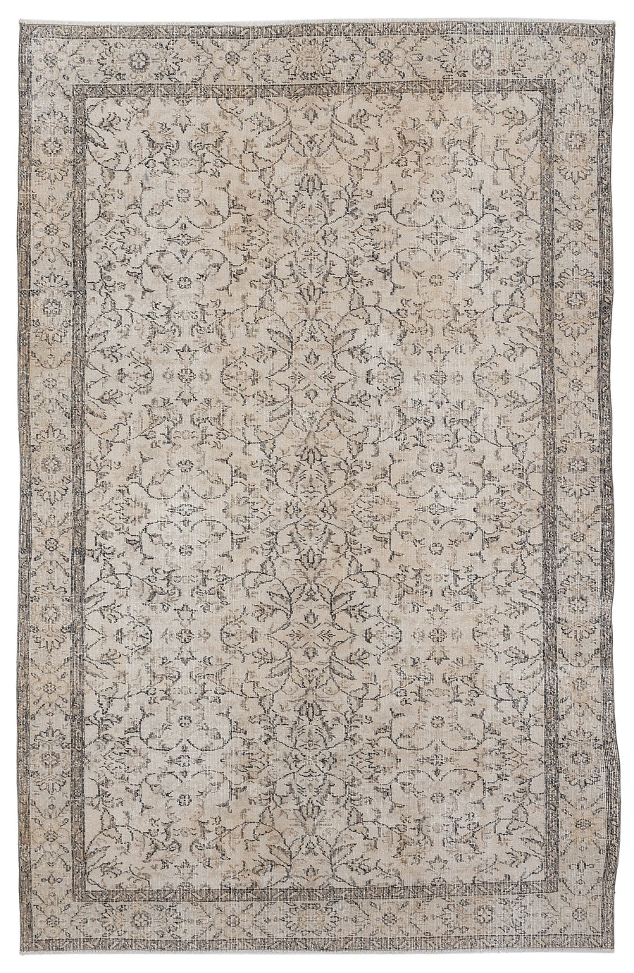 Tirena Bej ve Gri Çiçek Desenli El Dokuma Halı 177x285 cm