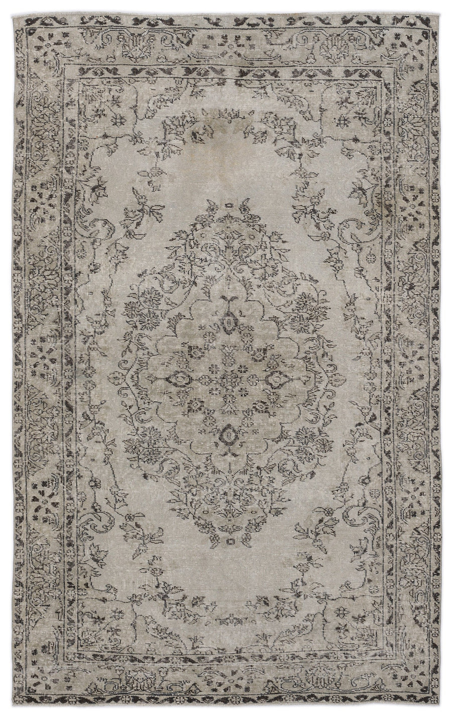 Tirena Bej ve Gri Madalyon Desenli El Dokuma Halı 174x280 cm
