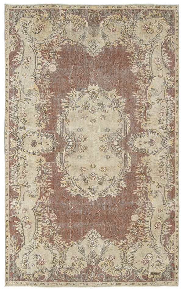 Tirena Kırmızı ve Bej Madalyon Desenli El Dokuma Halı 174x280 cm