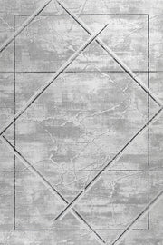 Beyaz Gri Baklava Geometrik Halı - Yıkanabilir - Kaymaz Taban - Pati Dostu