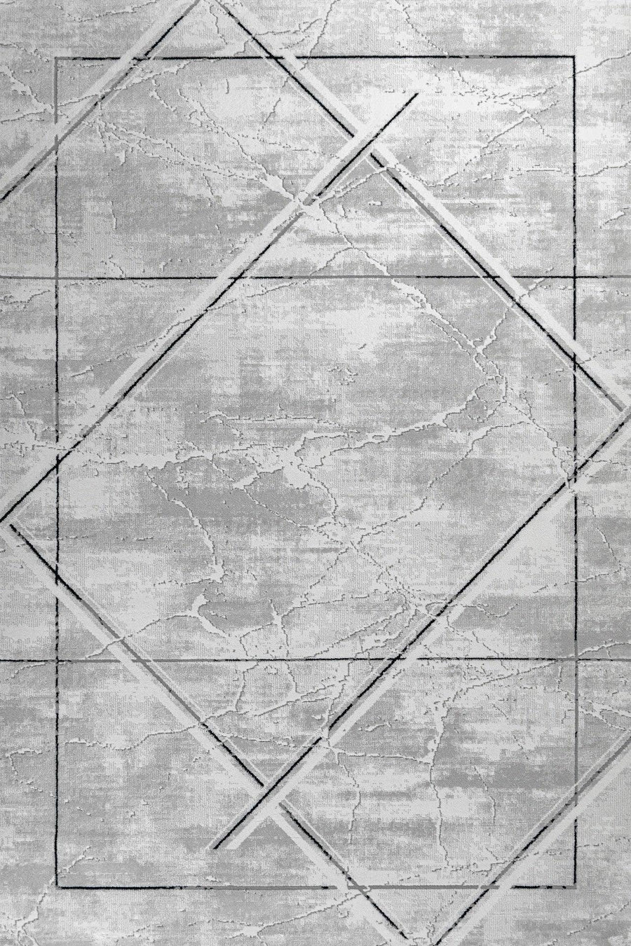 Beyaz Gri Baklava Geometrik Halı - Yıkanabilir - Kaymaz Taban - Pati Dostu