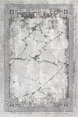 Light Grey Dark Grey Modern Geometric Living Room Rug - Cotton