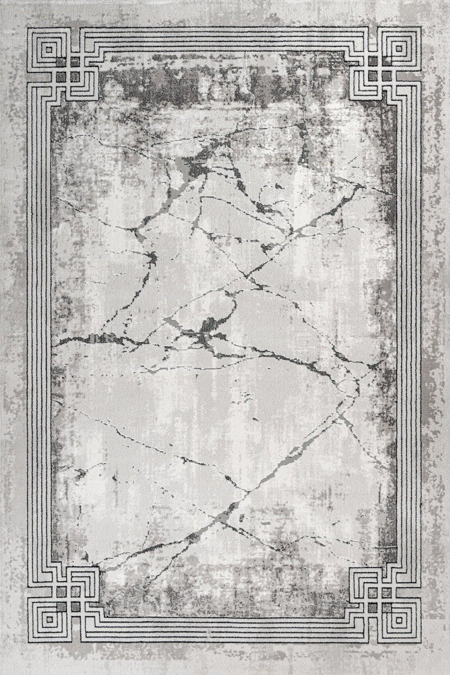Beyaz Gri Mermer Desenli Minimalist Halı - Yıkanabilir - Kaymaz Taban - Pati Dostu