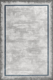Beyaz Gri Bordürlü Minimalist Halı - Yıkanabilir - Kaymaz Taban - Pati Dostu