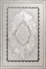 Light Grey Dark Grey Distressed Medallion Living Room Rug - Cotton