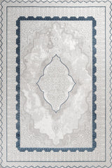 Light Grey Cream Classic Medallion Living Room Rug Floral - Cotton Digital Print