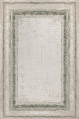 Beige Green Minimalist Living Room Rug - Cotton