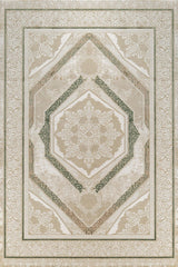 Beige Cream Classic Medallion Pattern Outlet Digitally Printed Rug 100x300 cm