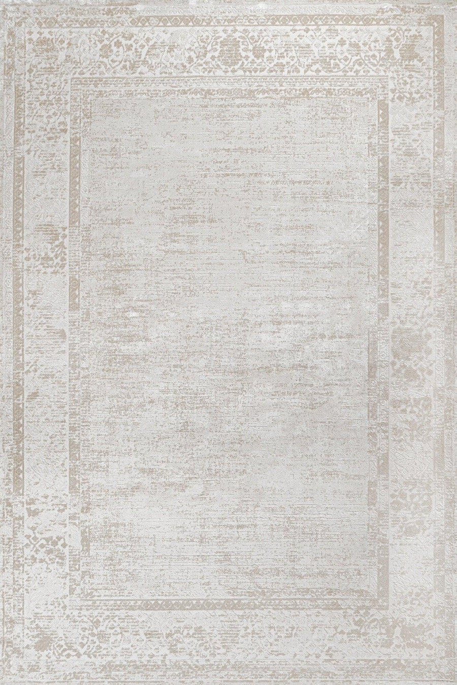 Bej Krem Bordürlü Minimalist Halı - Yıkanabilir - Kaymaz Taban - Pati Dostu