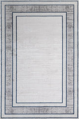 Light Grey Dark Blue Modern Living Room Rug - Cotton
