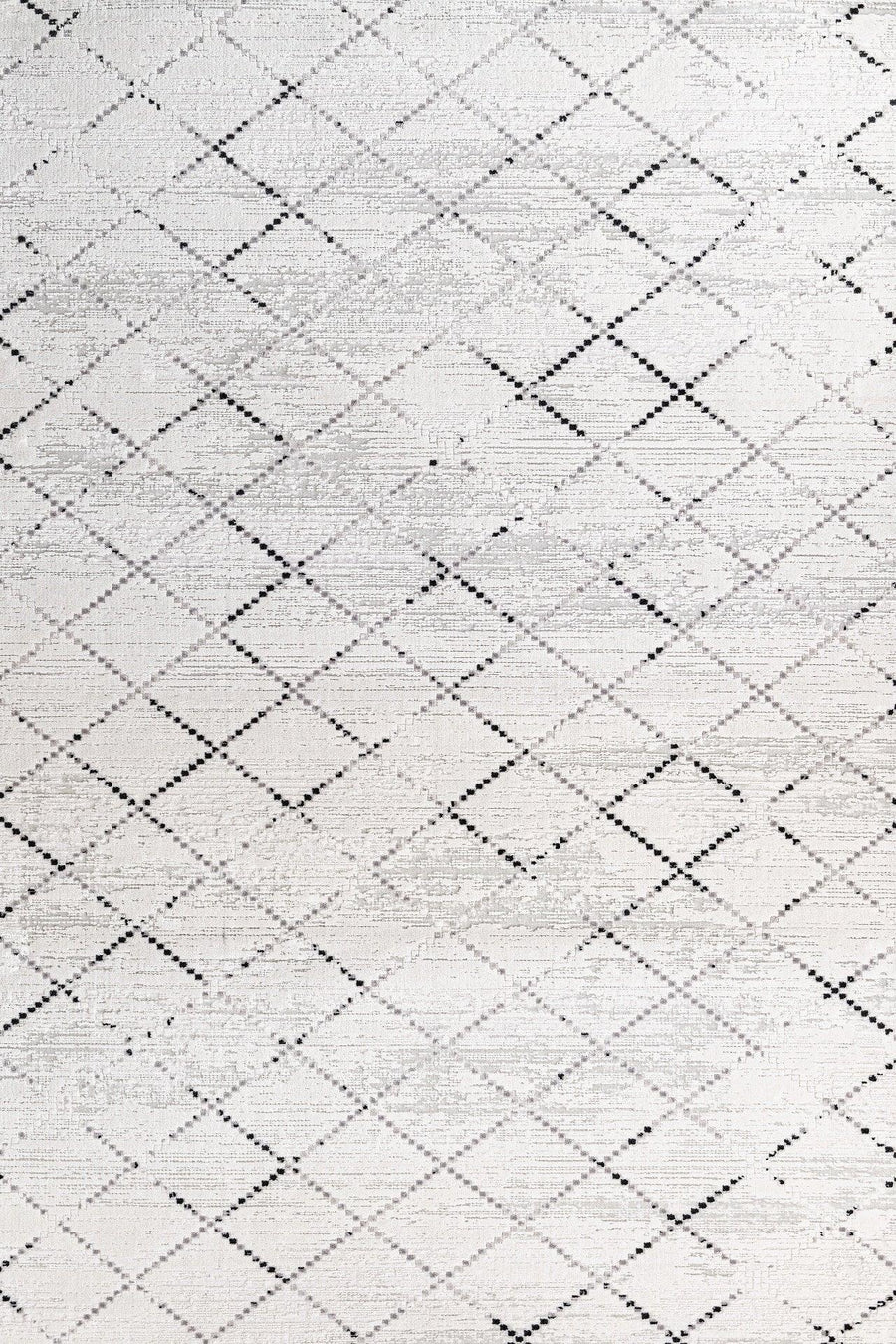 Beyaz Gri Baklava Geometrik Halı - Yıkanabilir - Kaymaz Taban - Pati Dostu
