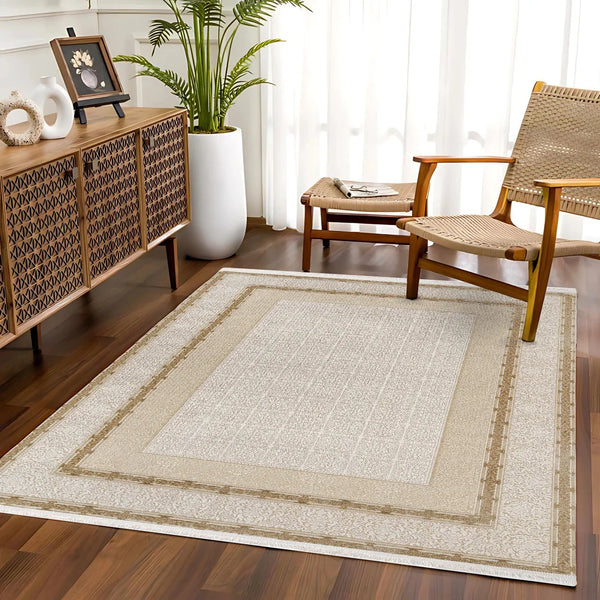 Bordürlü Modern Halı - Yıkanabilir - Kaymaz Taban - Pati Dostu