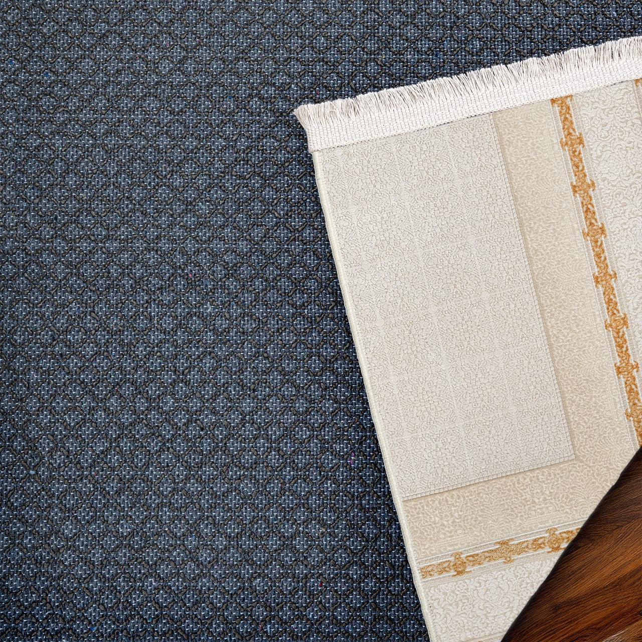 Bej Krem Bordürlü Minimalist Halı - Yıkanabilir - Kaymaz Taban - Pati Dostu