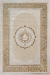 Beige Cream Classic Medallion Living Room Rug - Cotton