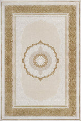 Beige Cream Classic Living Room Rug Medallion - Cotton