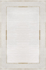 Beyaz Gold Minimalist Modern Halı - Yıkanabilir - Kaymaz Taban - Pati Dostu
