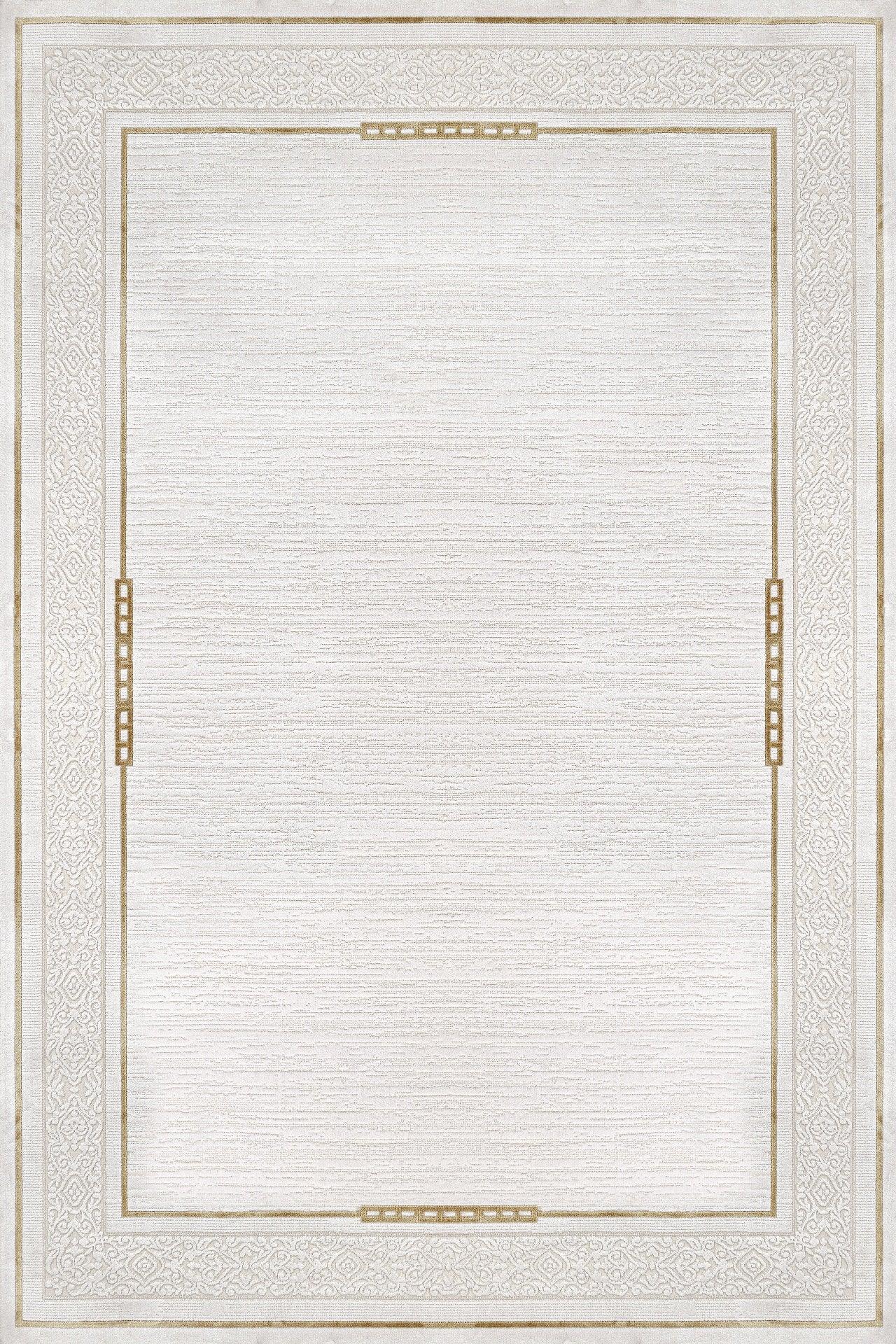Beyaz Gold Minimalist Modern Halı - Yıkanabilir - Kaymaz Taban - Pati Dostu