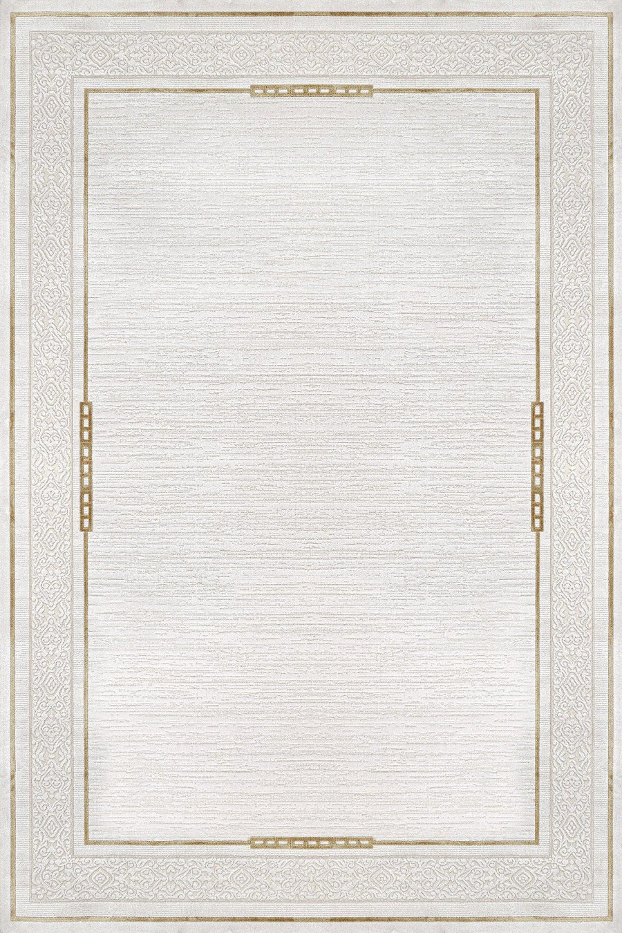 Beyaz Gold Minimalist Modern Halı - Yıkanabilir - Kaymaz Taban - Pati Dostu