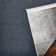 Geometrik Modern Makinede Yıkanabilir Hav Toz Vermez Kaymaz Taban Dijital Baskı Halı H002S