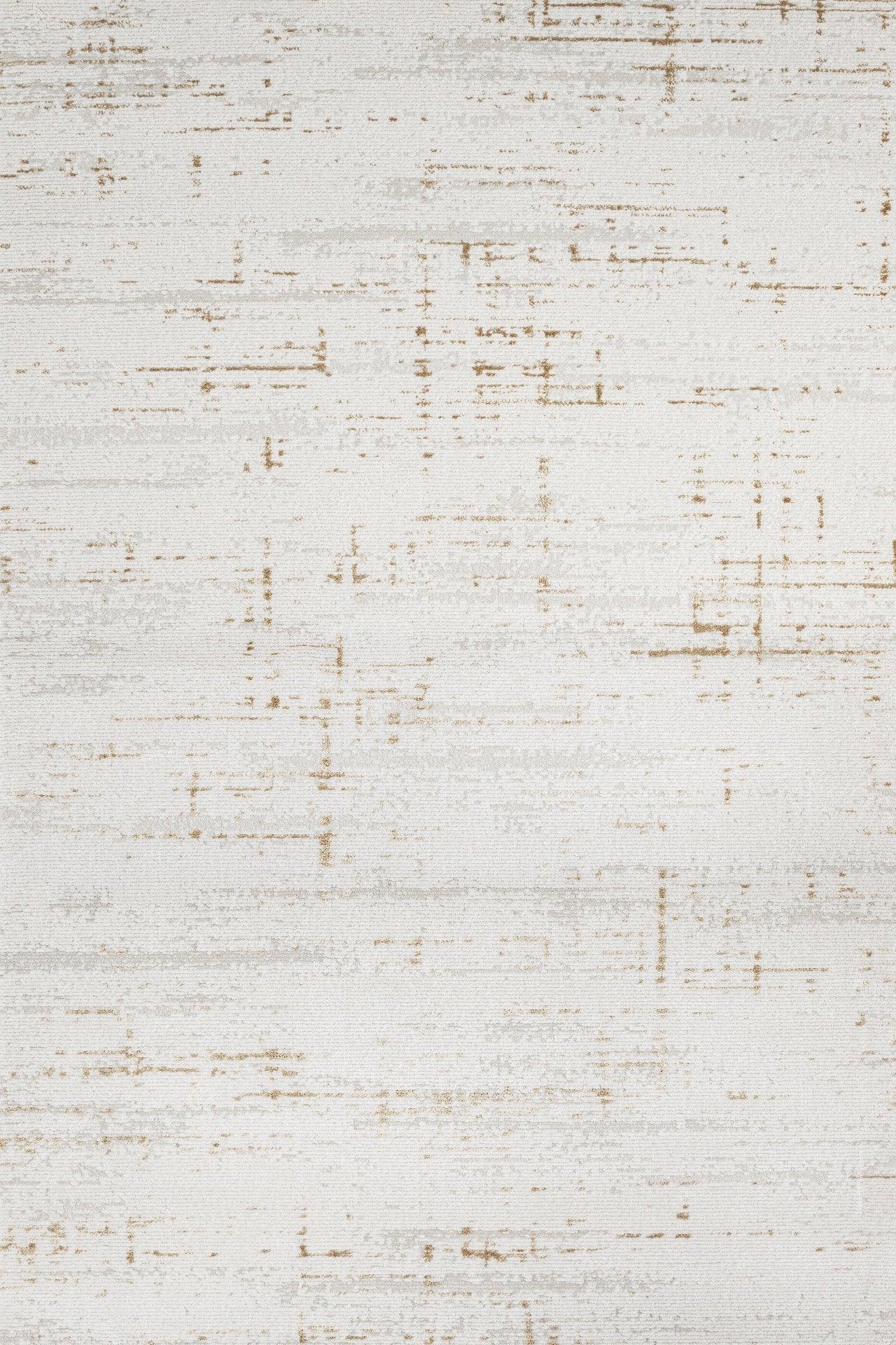 Beyaz Ekru Eskitme Minimalist Halı - Yıkanabilir - Kaymaz Taban - Pati Dostu