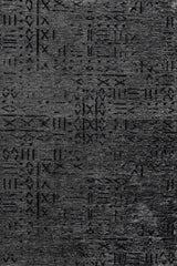 Dijital Baskı Antrasit Gri Geometrik Desenli Halı 16107