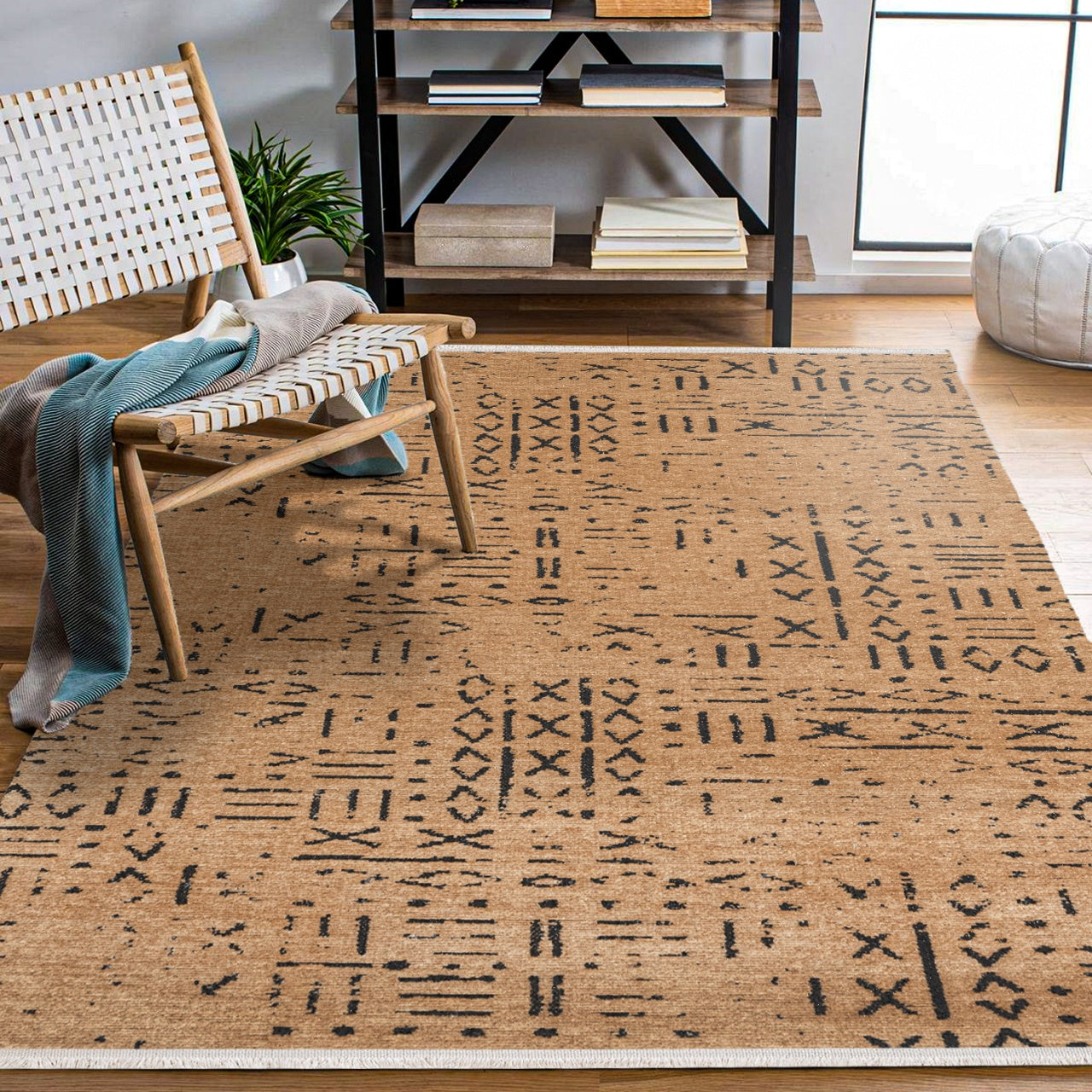 Bohem Dekoratif Halı - Yıkanabilir - Kaymaz Taban - Pati Dostu